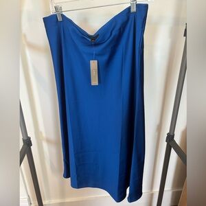 Silk Blue Midi Slip Skirt